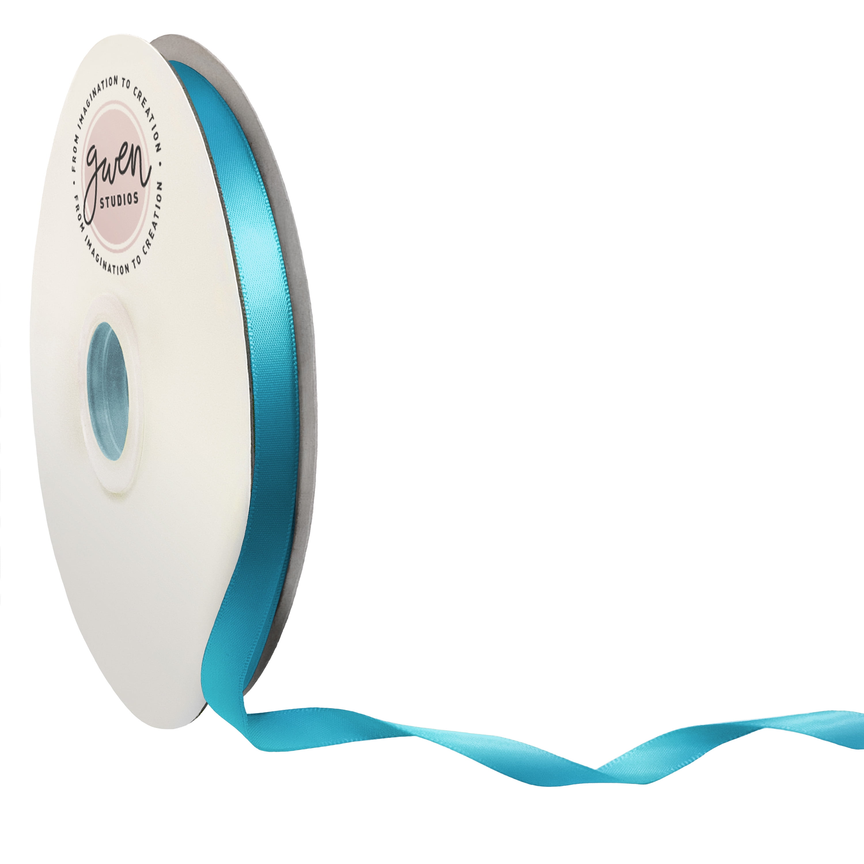 Turquoise Single Face Satin Ribbon, 3/8" x 100 Yards by Gwen Studios