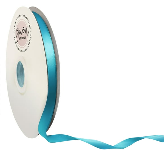 Turquoise Single Face Satin Ribbon, 3/8" x 100 Yards by Gwen Studios