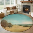 thumbnail image 1 of Turquoise Sky Hills Large Round Rug 8 FT, Non Slip Living Room Area Carpet, Vintage Country Landscape Washable Soft Circle Rug Non-Shedding Floor Carpet for Bedroom Office Dining Room, 1 of 9