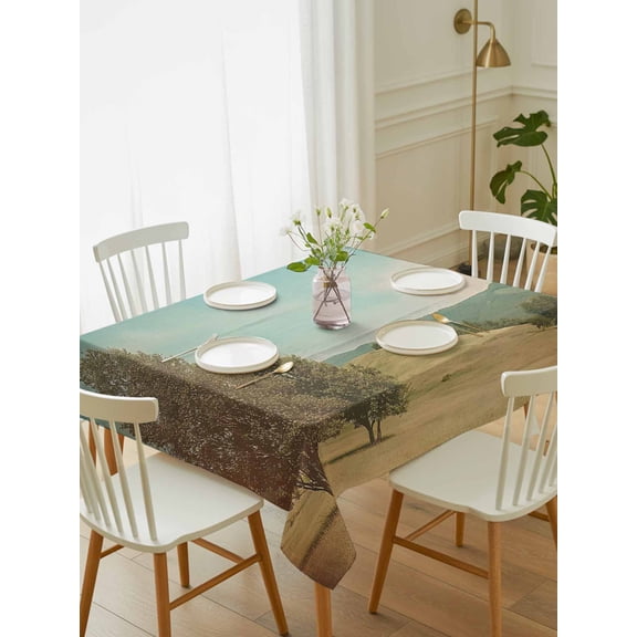 Turquoise Sky Hills Tablecloth Rectangle Table Cloth 52x70 ,Waterproof Outdoor Table Cloth Covers Decorative Table Protector ,Vintage Country Landscape Washable Table Cover for Kitchen Dinning Party