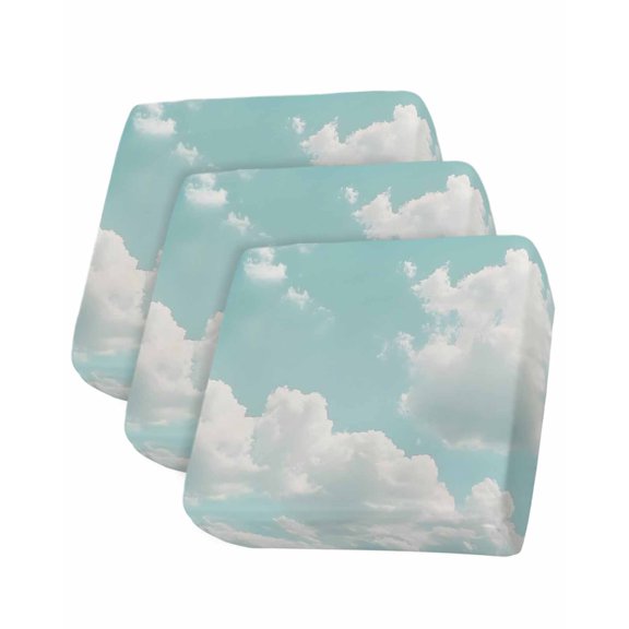 Turquoise Sky Sofa Couch Cushion Covers Washable, Removable Stretchable Sectional Couch Covers, Rustic Retro Clouds Landscape Slipcovers for L & T Shape Sofa Furniture Protector S Size 3 pcs