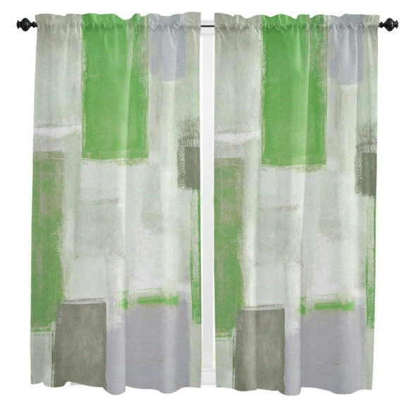 Turquoise Smudge Paint Square Graffiti Curtain Home Decoration Living Room Short Curtains Window Treatments For Kitchen Bedroom