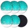 thumbnail image 1 of Turquoise Snowflakes Christmas Coasters Set of 6, Absorbent Coasters for Drinks, Winter Holiday Xmas Snowflake Coaster for Desk Coffee Table Protection, Home Decor House Warming Gifts 4", 1 of 8