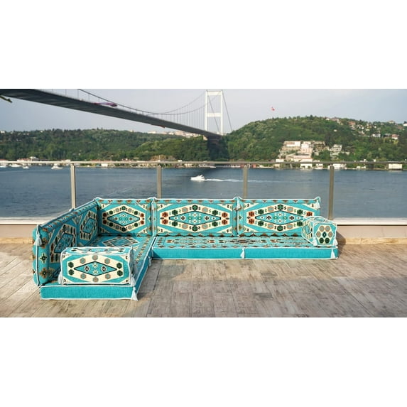 Turquoise Sofa Sleeper, Sofa for Living Room, L Shaped Modular Sofa, Arabic Floor Cushions, Sofa Bed, Full Size Futon Mattress, Couch Bed