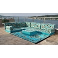thumbnail image 1 of Turquoise Sofa Sleeper, Sofa for Living Room, L Shaped Modular Sofa, Arabic Floor Cushions, Sofa Bed, Full Size Futon Mattress, Couch Bed, 1 of 3