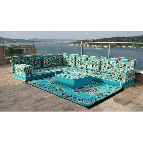 Turquoise Sofa Sleeper, Sofa for Living Room, L Shaped Modular Sofa, Arabic Floor Cushions, Sofa Bed, Full Size Futon Mattress, Couch Bed