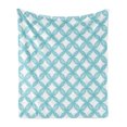 thumbnail image 1 of Turquoise Soft Flannel Fleece Blanket, Geometric Circle Round Oriental Traditional Moroccan Style Simple Pattern Print, Cozy Plush for Indoor and Outdoor Use, 50" x 60", White Blue, by Ambesonne, 1 of 5