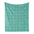 thumbnail image 1 of Turquoise Soft Flannel Fleece Throw Blanket, Art Deco Style Shapes Like Geometrical Squares with Lines Image, Cozy Plush for Indoor and Outdoor Use, 70" x 90", Turquoise Yellow, by Ambesonne, 1 of 6