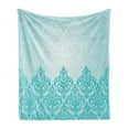 thumbnail image 1 of Turquoise Soft Flannel Fleece Throw Blanket, Retro Style Medieval European Victorian Gradient Royal Pale Patterns Artwork Print, Cozy Plush for Indoor and Outdoor Use, 60" x 80", Blue, by Ambesonne, 1 of 5