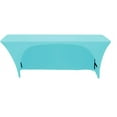 thumbnail image 1 of Turquoise Spandex 6 Foot x 18 Inches - Narrow Classroom Open Back Rectangular Training Table Fitted Tablecloth, 1 of 3