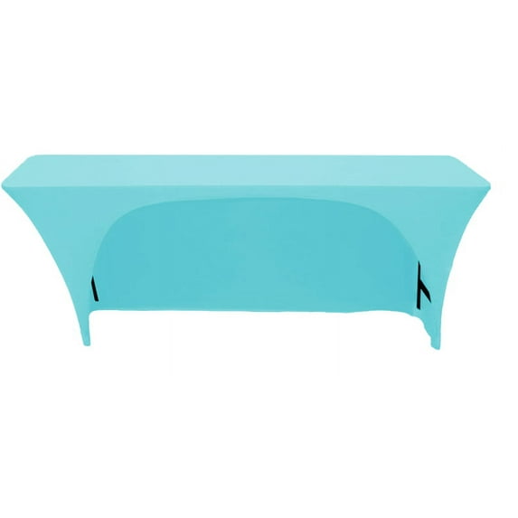 Turquoise Spandex 6 Foot x 18 Inches - Narrow Classroom Open Back Rectangular Training Table Fitted Tablecloth