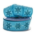 thumbnail image 1 of Turquoise Sparkling Snowflake Linen Wired Ribbon - 1 1/2 Inches Wide X 10 Yards (56113601), 1 of 1