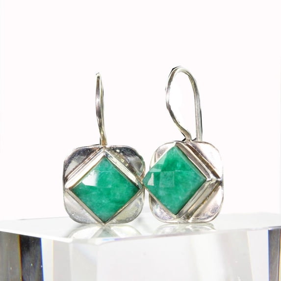 Turquoise Square Cut Hook Earrings