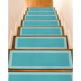 thumbnail image 1 of Turquoise Stair Treads for Wooden Steps Indoor Runner Rug Carpet, Geometric Boho Ethnic Tile Chic Monochrome 4 Pieces Peel and Stick Staircase Step Treads Covers Washable Throw Door Mats, 30"x8", 1 of 6