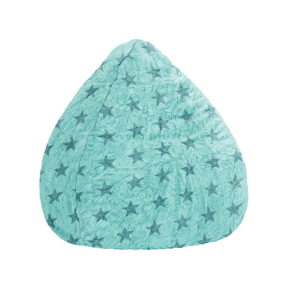 Turquoise Star Pattern Fluffy Bean Bag Chair Polyester 70x110 cm