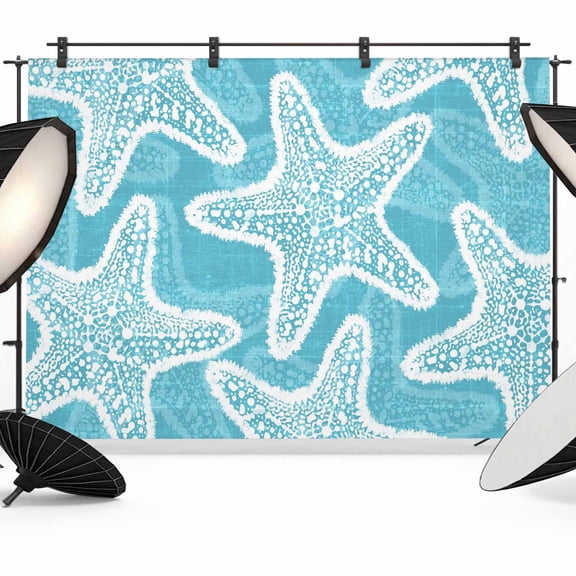 Turquoise Starfish Backdrop for Photography, Coastal Summer Ocean Beach Nautical Modern Photo Backdrop Portrait Background Party Banner Photo Backgrounds for Studio Booth Props, 7x5ft