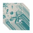 thumbnail image 1 of Turquoise Starfish Cloth Napkins, Ocean Nautical Seahorse Coral Shell Washable and Reusable Dinner Napkins Set of 8, Table Napkin for Kitchen Party Birthday Wedding Hotel Housewarming 20"x20", 1 of 8