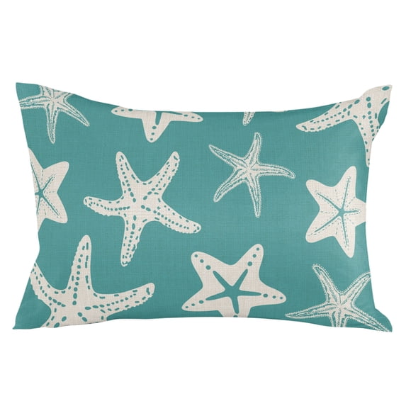 Turquoise Starfish Coastal Throw Pillow Cover 20 x 26 Inch Decorative Pillow Cover Nautical Summer Ocean Abstract Art Lumbar Pillowcase Seasonal Rectangle Cushion Case for Couch Sofa Bed Living Room