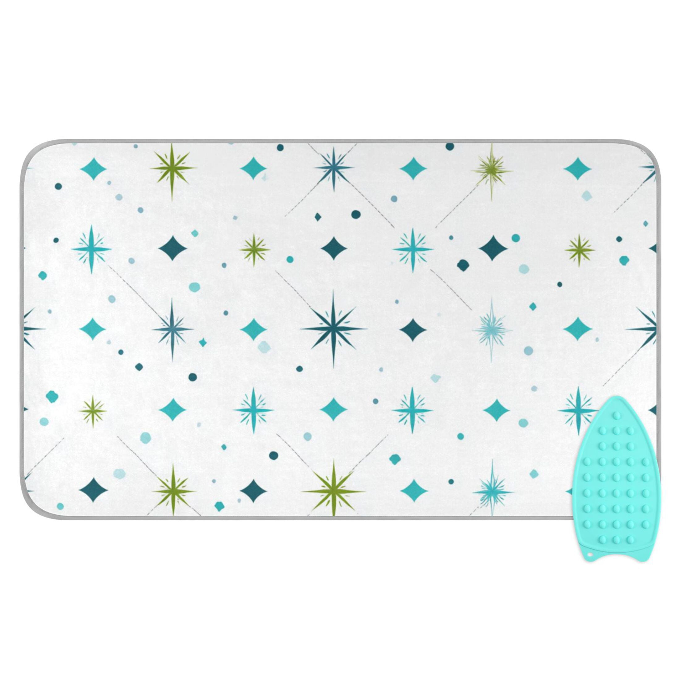 Turquoise Stars Dots Patterns Ironing Mat Blanket Portable Travel Ironing Pad Heat Resistant Pad 47.2" x 27.6”