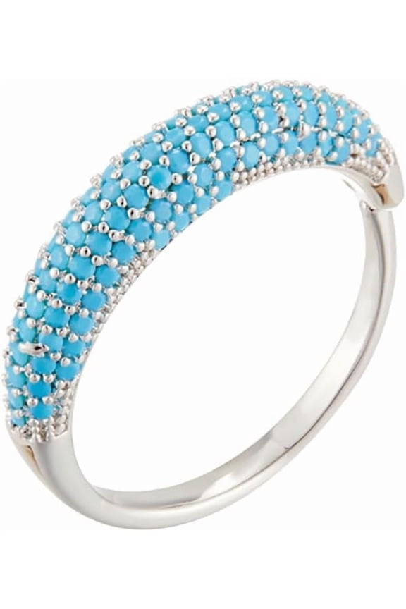 Turquoise Statement Ring for Women Silver Plated Stone Stacking Ring Adjustable Open Finger Rings Promise Engagement Eternity Band Fashion Jewelry