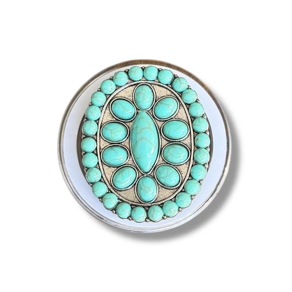 Turquoise Stone Cellphone Grip with Kickstand - Durable Resin-Alloy Wireless Magnetic Mobile Phone Accessory, Smooth Expand-Contract Mount, Secure Comfortable Hold, Hands-Free Streaming Support, Phon