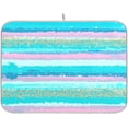 thumbnail image 1 of Turquoise Stripe Dish Drying Mat for Kitchen Countertop 16x18 Rectangle Teal Aqua Small Drying Mat Reusable Quick Dry Dish Sink Absorbent Mats Dishwasher Easy Clean Decorative Home Decor Essentials, 1 of 7