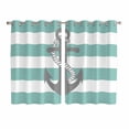 thumbnail image 1 of Turquoise Stripe Nautical Kitchen Curtains 63 Inch Length, Grey Anchor Summer Coastal Grommet Top Bedroom Living Room Curtains, Light Filtering Cafe Curtain Drapes 2 Panels Set 104''x63'', 1 of 9