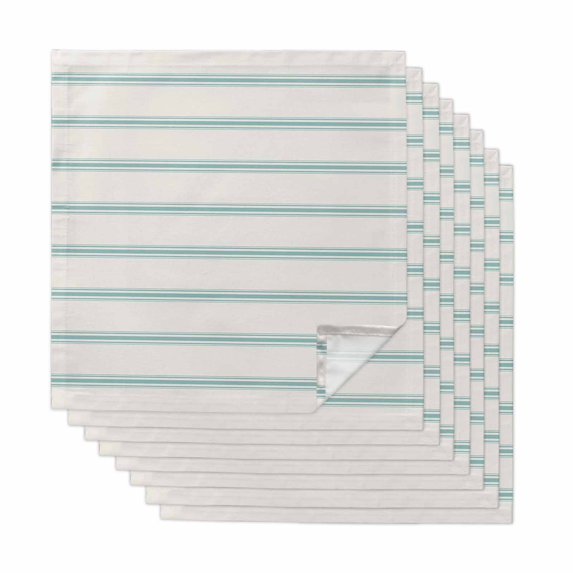 Turquoise Striped Cloth Napkins, Farmhouse Pinstripes Geometric Color Washable and Reusable Dinner Napkins Set of 8, Table Napkin for Kitchen Party Birthday Wedding Hotel Housewarming 20"x20"