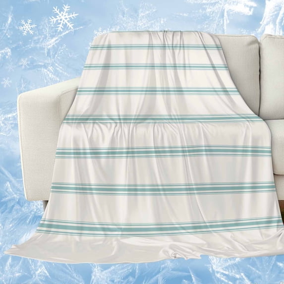 Turquoise Striped Cooling Blanket,Lightweight Breathable Summer Throw Blanket with Double Sided Cold Effect,Farmhouse Pinstripes Geometric Color Picnic Blankets Bed Sheet for Hot Sleepers 40"x60"