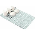 thumbnail image 1 of Turquoise Striped Dish Drying Mat for Kitchen Counter, Super Absorbent Quick Dry Coffee Bar Mat Pad Thin Diatomaceous Sink Mat Non Slip Dish Drainer Mat 16x18 White Geometric Minimalist Boho Striped, 1 of 6