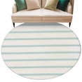 thumbnail image 1 of Turquoise Striped Large Area Rugs for Bedroom Living Room, Soft Non Slip Carpet Bedside Rug, Farmhouse Pinstripes Geometric Color Round Floor Cover Kitchen Accent Rug 8' for Dining Room/Office, 1 of 9
