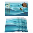thumbnail image 1 of Turquoise Striped Placemats Set of 6 Modern Abstract Art Wave Moire Gradient Place Mats Indoor Wipeable Table Mats Washable Dining Table Placemats for Kitchen Holiday Party Home Decor 13x19 Inch, 1 of 9
