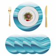 thumbnail image 1 of Turquoise Striped Round 13 Inch Placemats Set of 4, Modern Abstract Art Wave Moire Gradient HeatResistant Non Slip Place Mats for Dining Table, Wipeable Braided Kitchen Table Mats for Housewarming, 1 of 9