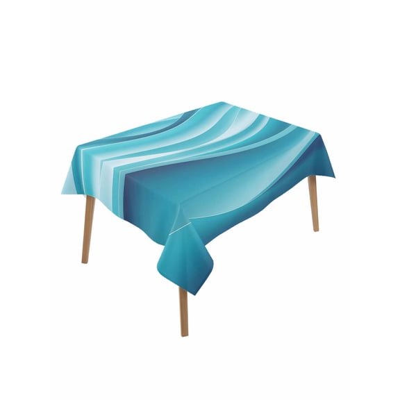 Turquoise Striped Table Cloth, Waterproof Tablecloth for Rectangle Tables, Modern Abstract Art Wave Moire Gradient Reusable Washable Fabric Table Cover for Restaurant Kitchen Dining Tables 60"x84"