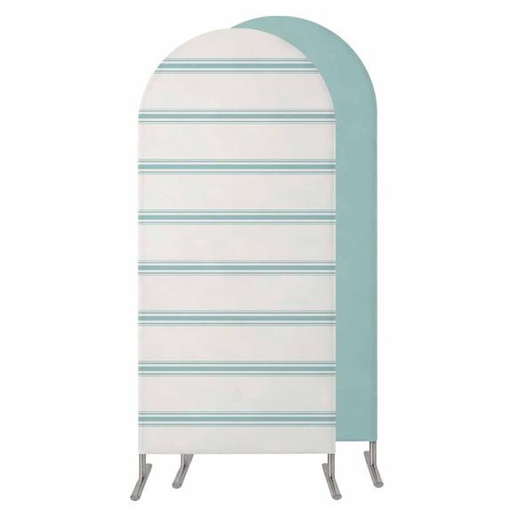 Turquoise Striped Wedding Arch Cover,Stretchy Spandex Arch Backdrop Stand Covers 4 FT,Farmhouse Pinstripes Geometric Color Round Top Arched Backdrop Cover for Birthday Party Ceremony Baby Shower