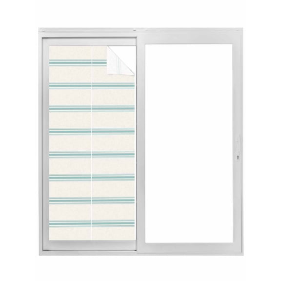 Turquoise Striped Window Privacy Film, Farmhouse Pinstripes Geometric Color Static Cling UV Sun Blocking Tint Film Heat Control Windows Films for Bedroom Bathroom, Window Stickers 23.6"x59"