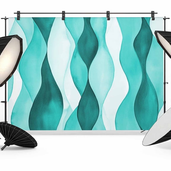 Turquoise Stripes Backdrop for Photoshoot,Photography Photo Studio Background Wall Backdrop,Vintage Farmhouse Ripple Texture Art Back Drop Banner Panel for Portraits Wedding Live Streaming 7x5Ft