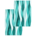 thumbnail image 1 of Turquoise Stripes Kitchen Dish Towels for Drying Dishes Set of 2, Vintage Farmhouse Ripple Texture Art Waffle Weave Microfiber Hand Tea Bathroom Towels Quick Dry & Absorbent Towel 15.7x23.6, 1 of 7