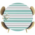 thumbnail image 1 of Turquoise Stripes Round Tablecloth, Fitted Table Cover with Elastic for 55"-60" Round Tables, Modern Minimalist Horizontal Lines Table Cloth Outdoor Indoor Dinning Party Waterproof Tablecloths, 1 of 7