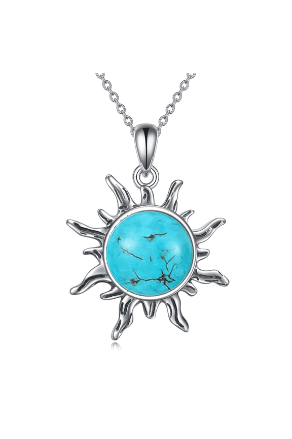 Turquoise Sun Necklace for Women Sterling Silver Sun Necklace Jewelry Gift for Women