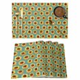 thumbnail image 1 of Turquoise Sunflowers Fall Placemats Set of 12, Thanksgiving Botanical Floral Placemats for Dining Table, Place Mats for Kitchen Tabletop, Waterproof Wipeable Dining Table Mats Set, 1 of 9