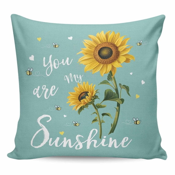 Turquoise Sunshine Sunflower Pillow Covers 26x26 Inch Decorative Throw Pillow Cover, Pastoral Bees Farmhouse Floral Sofa Pillowcases Accent Cushion Case Home Decor Bedroom Living Room
