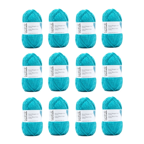 Loops & Threads Turquoise Sweet Snuggles Lite Yarn - Super Bulky Yarn for Knitting, Crochet, Weaving, Arts & Crafts, 12 Pack
