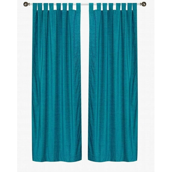 Turquoise Tab Top Velvet Curtain / Drape / Panel - 60W x 84L - Piece