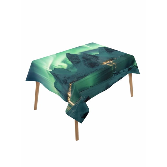 Turquoise Table Cloth, Teal Iceland Scenery Mountain Waterproof Tablecloth for Rectangle Tables, Reusable Washable Fabric Table Cover for Restaurant Kitchen Dining Tables 60"x102"