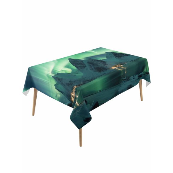 Turquoise Table Cloth, Teal Iceland Scenery Mountain Waterproof Tablecloth for Rectangle Tables, Reusable Washable Fabric Table Cover for Restaurant Kitchen Dining Tables 60"x120"