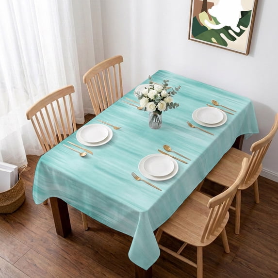Turquoise Table Cloth Waterproof Tablecloths, Modern Abstract Art Ombre Striped Tablecloth Dining Table Cover for Kitchen Party Tabletop Outdoor, Rectangle Tablecloth 60x84 Inch