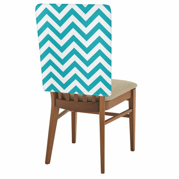 Turquoise Teal Chair Back Covers Set of 6 Chevron Zig Zag Ripple Removable Dining Chair Slipcovers Washable Seat Protector for Restaurant Party Banquet Kichen Decor