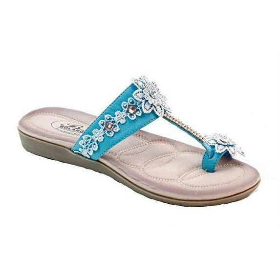 Turquoise Teal Flower Flip Flop Flip-flop Flat Slide Sandals Flat Sandals Women's
