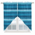 thumbnail image 1 of Turquoise Teal Ombre Kitchen Window Curtains, Swag Curtains Valance for Bedroom Living Room Bathroom, Farmhouse Modern Abstract Striped Rod Pocket Window Curtain Block Drapes 2 Panels 36"x63", 1 of 9